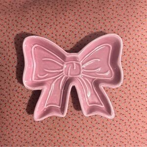 Pink Bow-Shaped Ceramic Dish